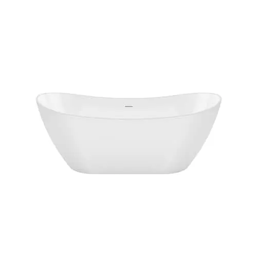 Mahaba 66 7/8 in. L x 28.5 in. W x 26 3/8 in. H 1-Piece Acrylic Freestanding Oval Center Drain Bathtub in White with 15 1/8 in. Soaking Depth