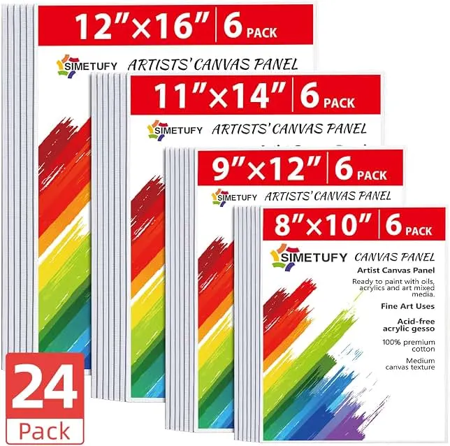 Simetufy 24 Pack Canvas for Painting Multi-Size Art Paint Canvas Board Set for Adults & Kids