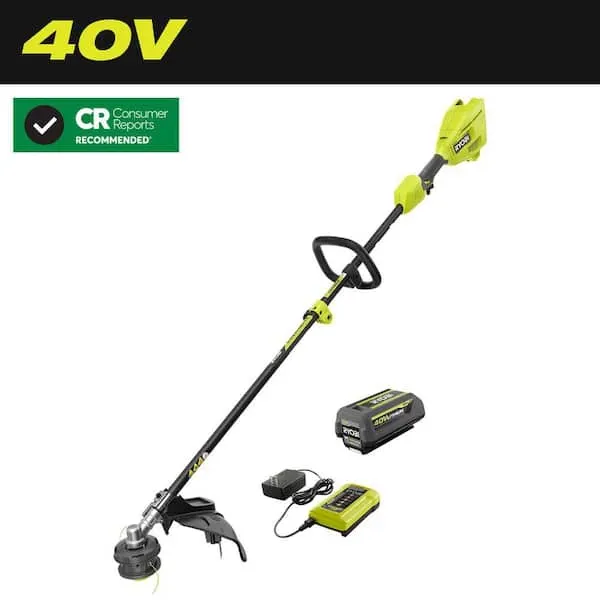RYOBI 40V 15 in. Expand-It Cordless Battery Attachment Capable String Trimmer with 4.0 Ah Battery and Charger
