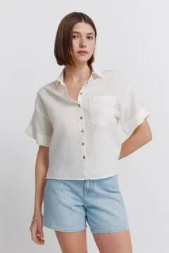 Camisa lino manga corta
