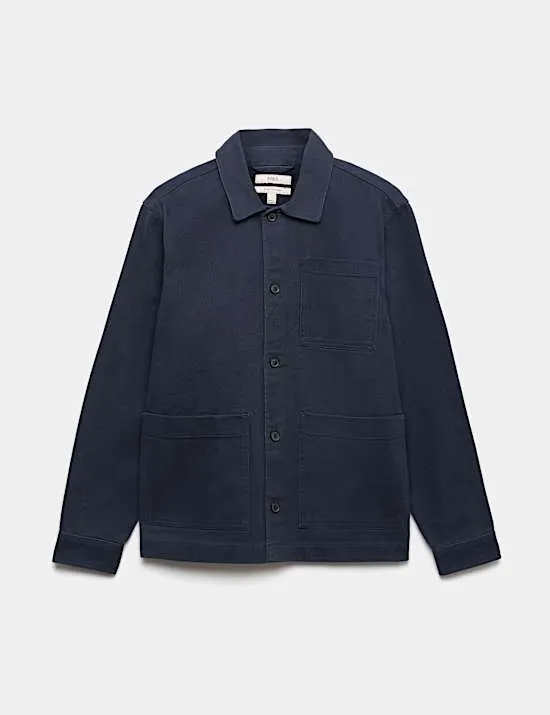 Normal geschnittenes Overshirt aus reiner Baumwolle
