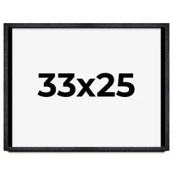 CustomPictureFrames.com 33x25 Shadow Box Frame Black | 1 Inches Deep Real Wood Farmh...