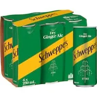 schweppes drink mixers dry ginger ale 250ml cans 6pack