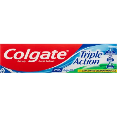 Colgate Toothpaste Triple Action 110g/Great Regular 120g/Toothbrush Extra Clean 2 Pack
