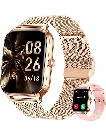 Smart Watch Women Men, Answer/Make Call, 1.96'' Fitness Tracker with Blood Pressure, HR, Sleep Monitor, 110+ Sport Modes Reloj Inteligente para Mujer Smartwatch Compatible with iPhone/Samsung/Android