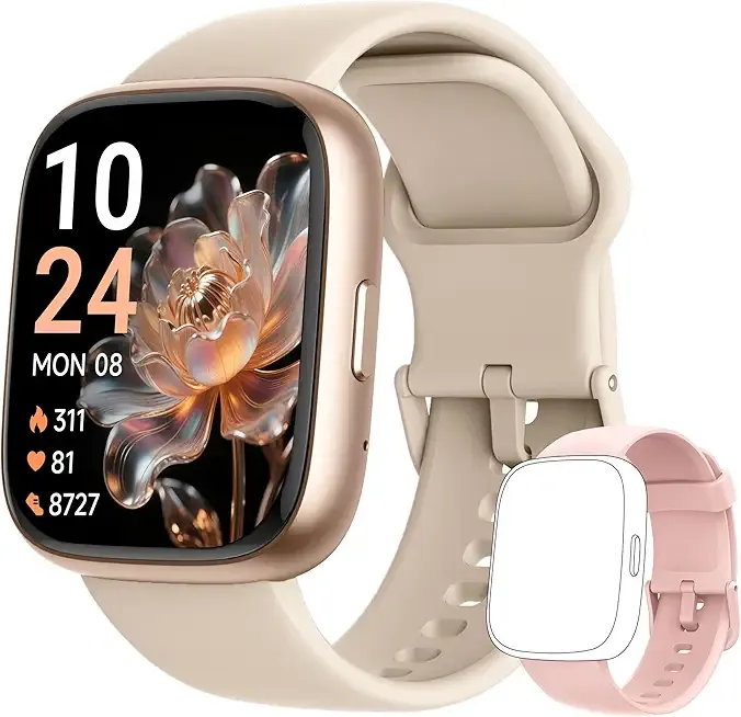 Smart Watch 2026 Upgrade for Women Men Android & iPhone [2 Bands, 44mm case, 1.83''], Alexa Built-in, Make/Answer Call, HR SpO2 Sleep Stress Monitor Fitness Tracker, IP68 Waterproof Step Counter Watch