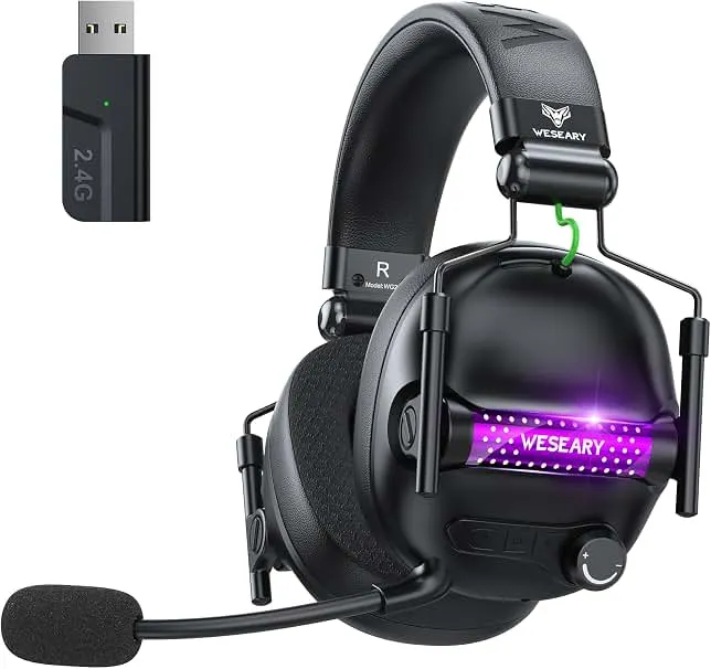 WESEARY Wireless Gaming Headset with Mic, Gaming Headphones for PS5, PS4, PC, Switch & Mac, Bluetooth 5.4 & 2.4GHz Wireless H…