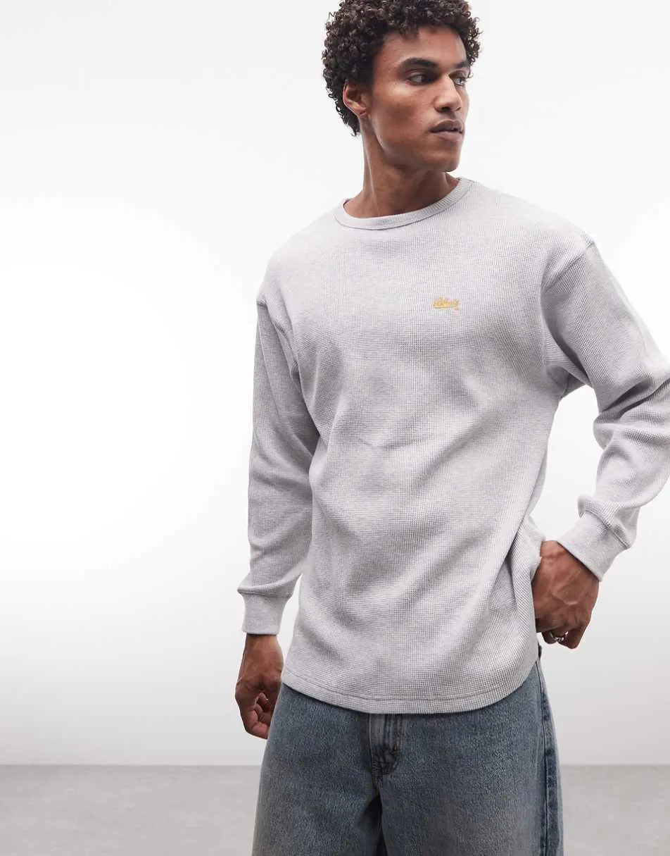 BLKVIS script logo waffle long sleeve t-shirt in grey