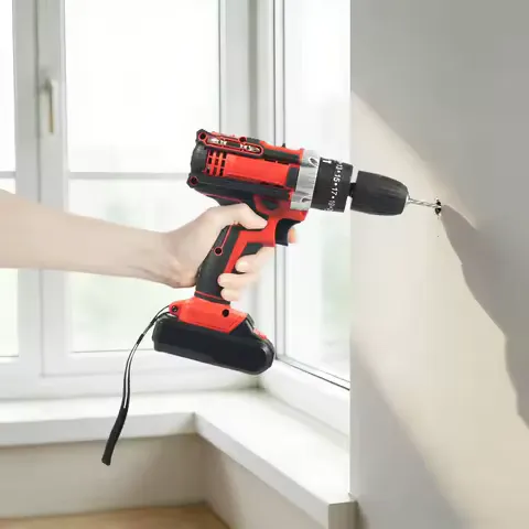 Cordless Electric Drill Driver Set 28N·m 2‑Speed 25+3 Torque with Battery 24Pcs Drill Bits Storage Box for Home DIY