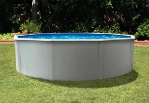 Piscina elevada de acero blanco redonda ø 6.56x4.56x1.2 m con depuradora de arena y escalera de tijeras QP