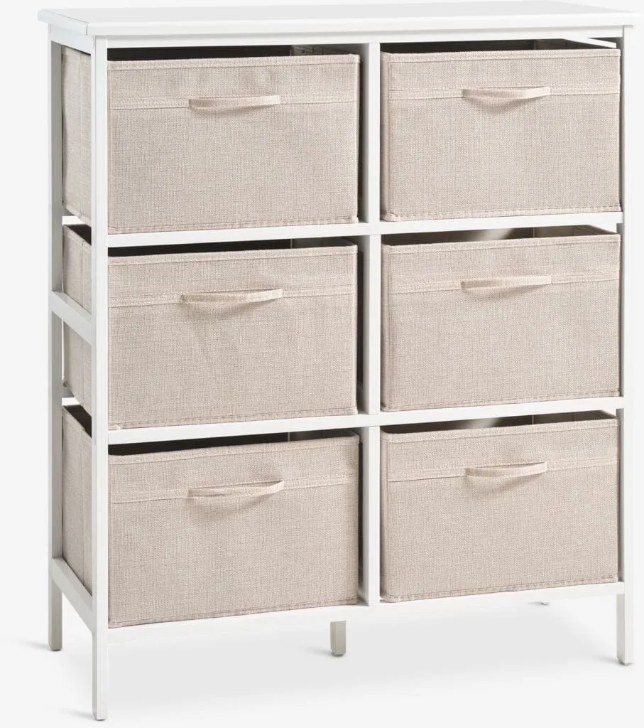 3+3 scatole cassettiera OREBY bianco/beige