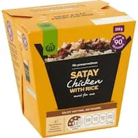 woolworths ready to eat prepacked meal chicken satay jasmine rice 350g