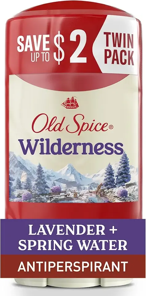 Old Spice Dry Feel Antiperspirant Deodorant for Men, 24/7 Fresh, 24/7 Sweat & Odor Protection, Gentle on Skin with Skin Conditioners, Wilderness with Lavender + Spring Water Scent, 2.6 oz (Pack of 2)