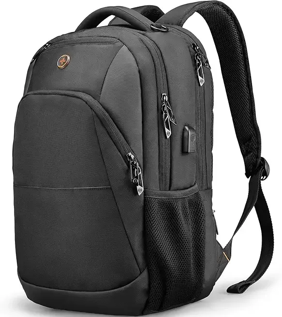 Swissdigital Design Travel Laptop Backpack, College Laptops Backpack with USB Charging Port for Men and Women Fits 16 Inch Notebook, Black | SD1670-01