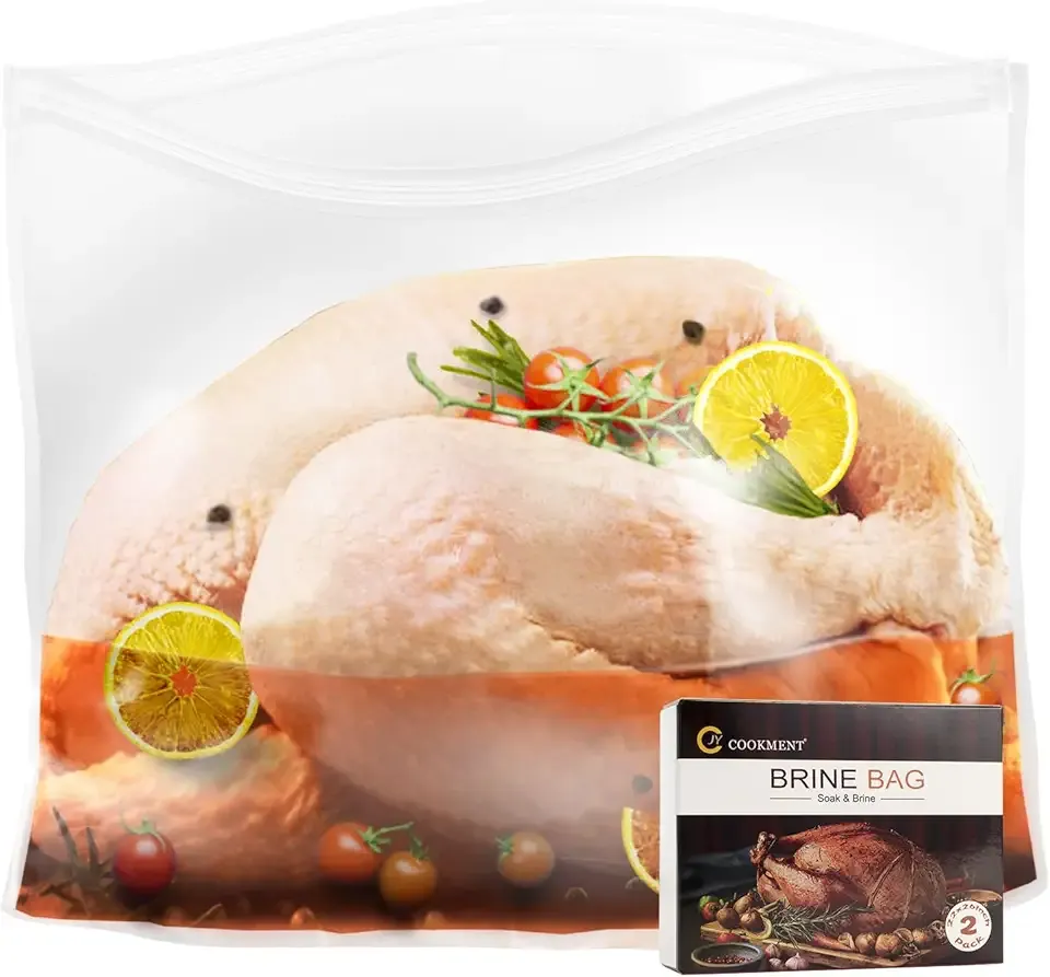 Brining Bags for Turkey, 2 Packs Extra Large Turkey Brine Bag with 2 Cotton Strings, Thickened Double Zip-lock Seal Brine Bags for Turkey, Chicken Beef, Pork, 26"×22" Hold up to 35LB by JY COOKMENT