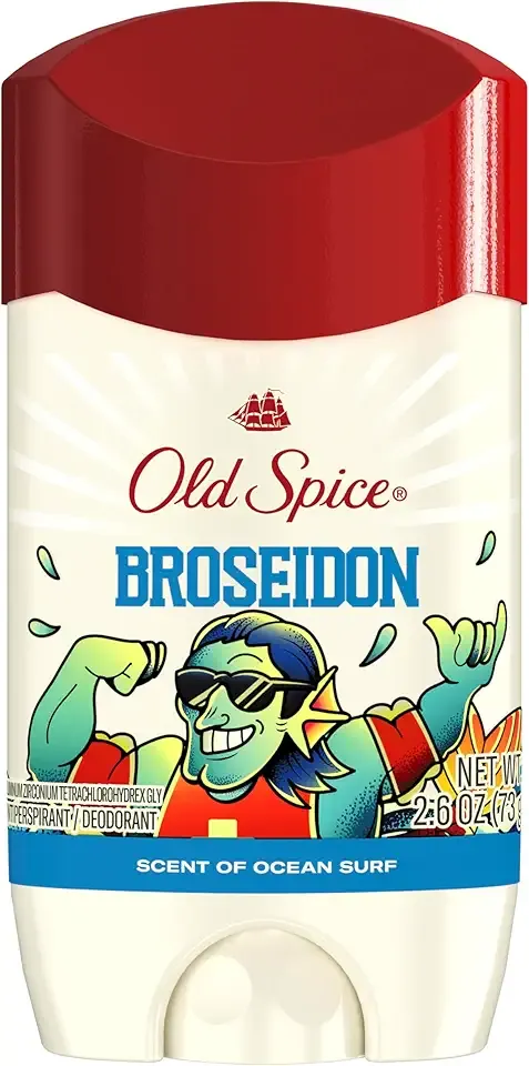 Old Spice Dry Feel Antiperspirant Deodorant for Men, Summerdudes, 24/7 Sweat & Odor Protection, 24/7 Sunny Freshness & Long Lasting Scent, Invisible Solid, Broseidon with Ocean Surf Scent, 2.6 oz