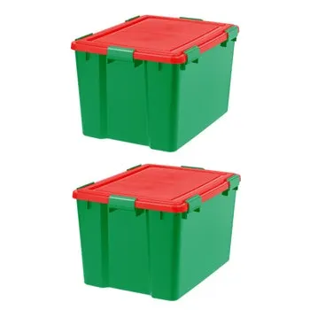 IRIS 74 Quart Stackable Holiday Storage Bin, 2-pack