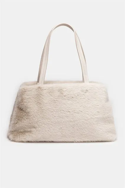 Handtas met drukknop fake fur - MAE