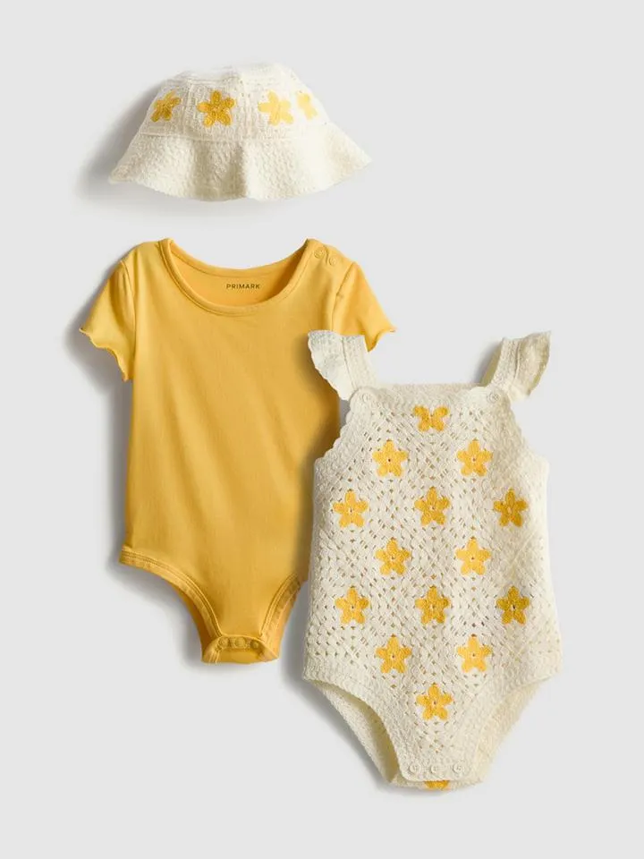 0–18 mois | Lot de 2 bodys et chapeau de soleil nouveau-né
