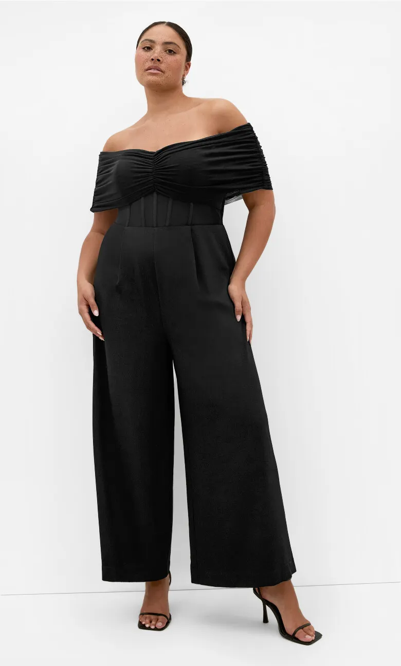 Lana Off Shoulder Jumpsuit - black