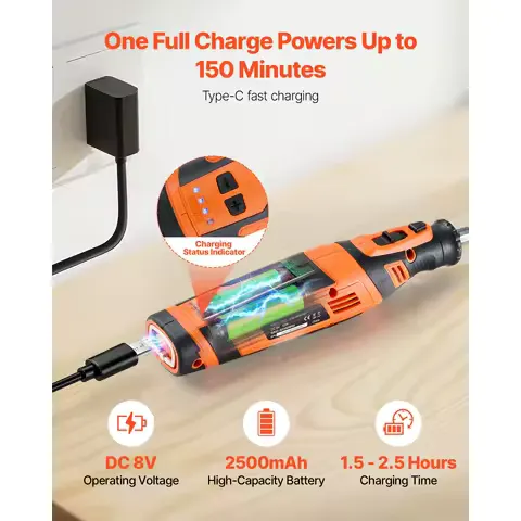SucceBuy Cordless Rotary Tool Kit Portable Mini Power Rotary Tool 5 Speed Multi-Purpose DIY Tool for Engraving Sanding Polishing