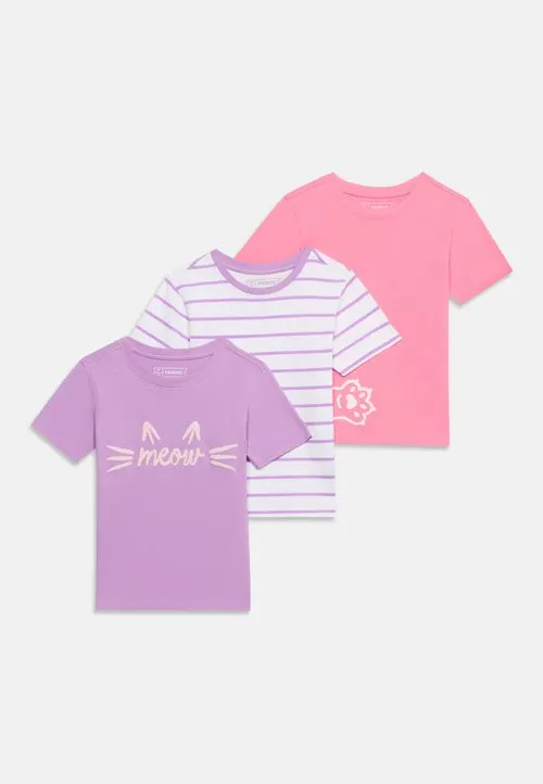 3 PACK - T-shirts med print - pink/lilac