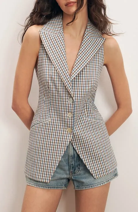 Costa Stretch Cotton Gingham Vest