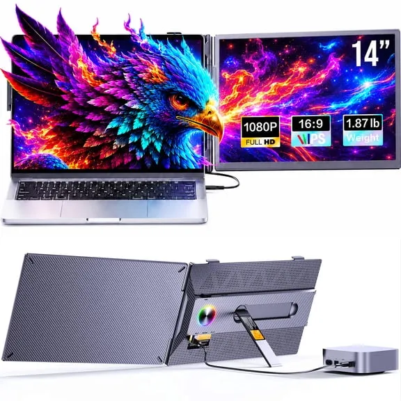 Flash Deal Laptop Screen Extender, 14" FHD 1080P IPS Portable Dual Monitor for Laptop, USB-C/HDMI Compatible, Plug & Play, Lightweight 1.87lb, for 13-17.3” Windows Mac Chromebook $92.99 Was $399.99