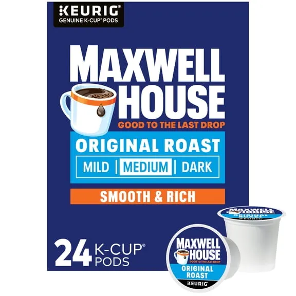 Maxwell House Original Roast Medium Roast K-Cup Coffee Pods, 24 Count Box $15.12 $1.82/oz