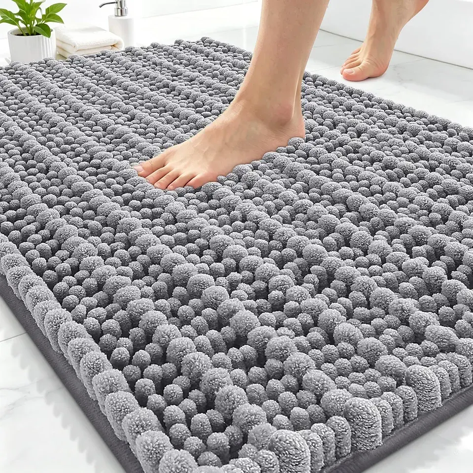 Smiry Bathroom Rugs 30X20, Extra Soft Rubber Backing Chenille Bath Mats