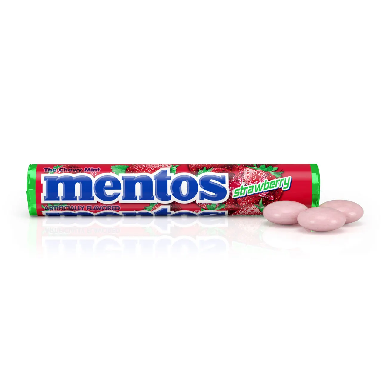 Mentos Chewy Mints Candy Roll, Strawberry flavor, Non Melting, 1.05 ounces, 11 pieces
