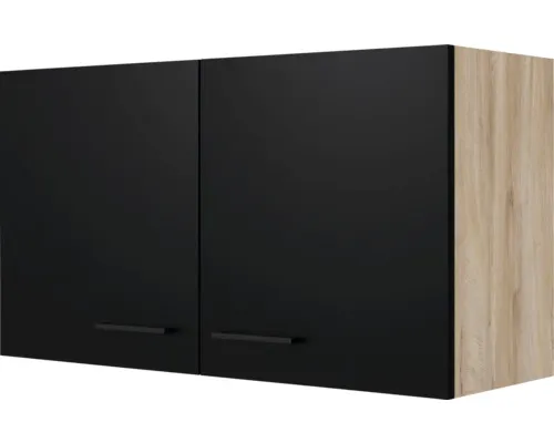 Kuchyňská skříňka horní s dvířky Flex Well Capri ŠxHxV 100 x 32 x 54,8 cm čelo černá matná korpus divoký dub