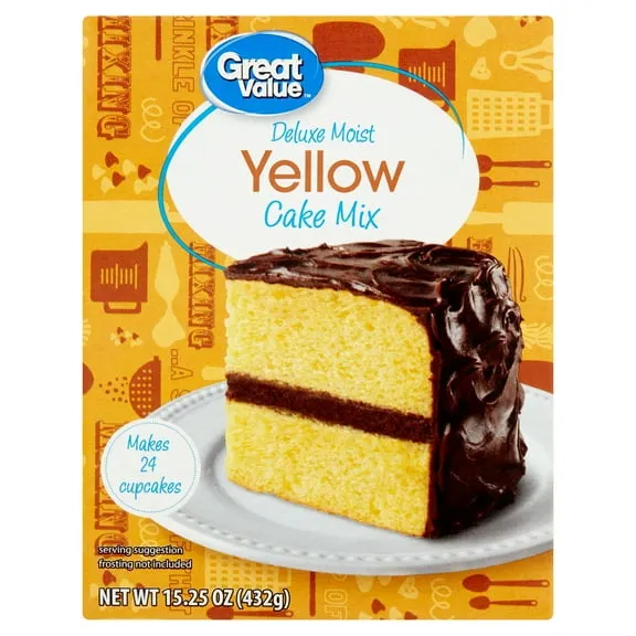 Great Value Deluxe Moist Yellow Cake Mix, 15.25 oz Box