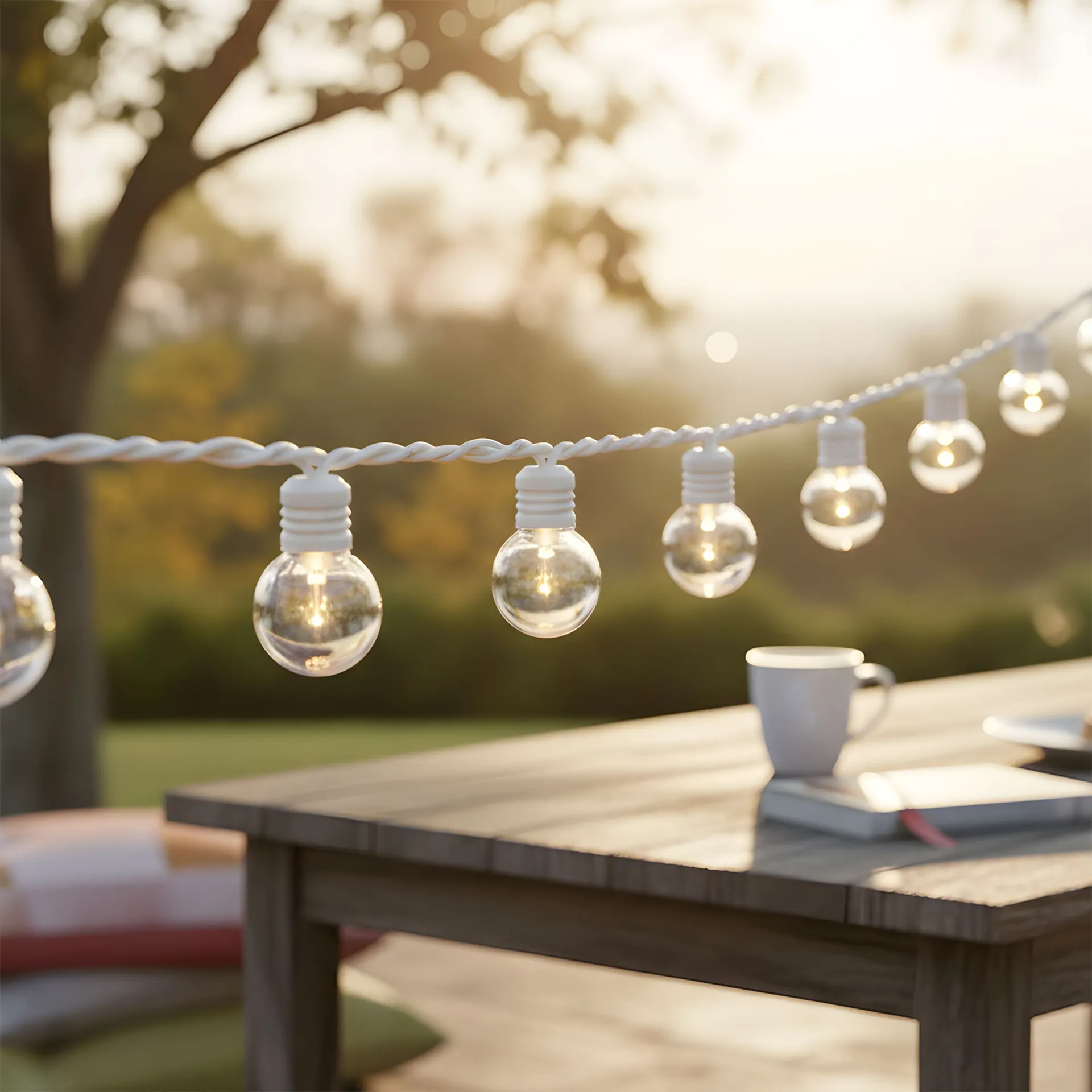 48-ft Plug in White Indoor String Light with 100 LED Globe Bulbs