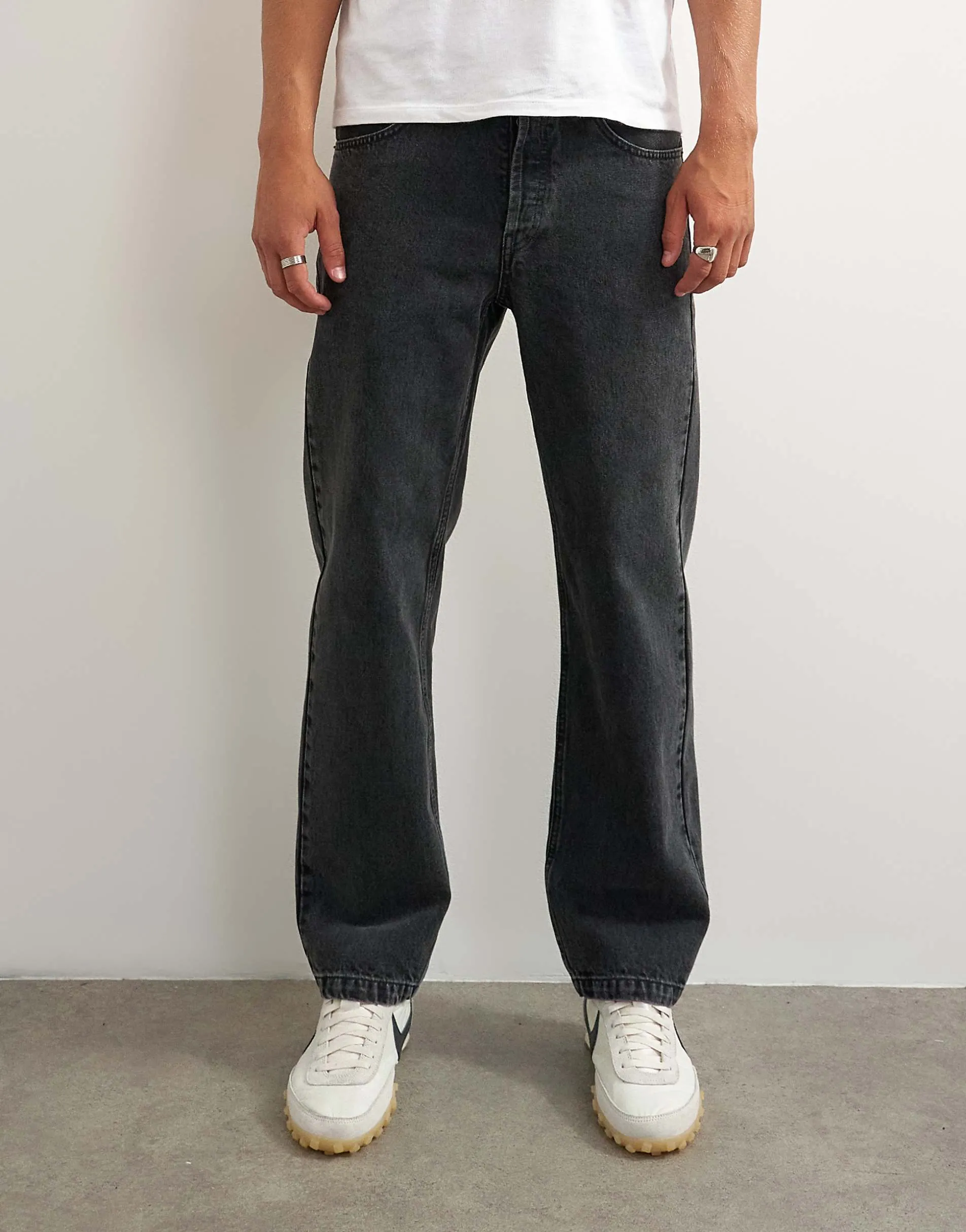 Topman rigid straight fit jean in clean washed black