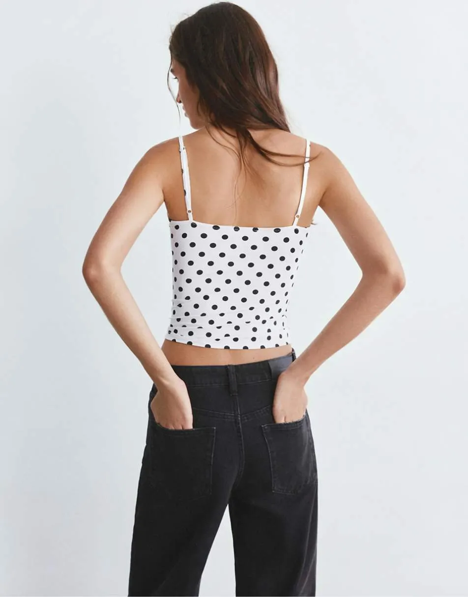 Pull&Bear Adjustable thin strap top in polka dot
