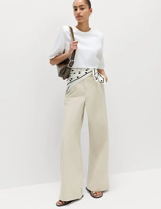 Cotton Rich Wide Leg Chinos