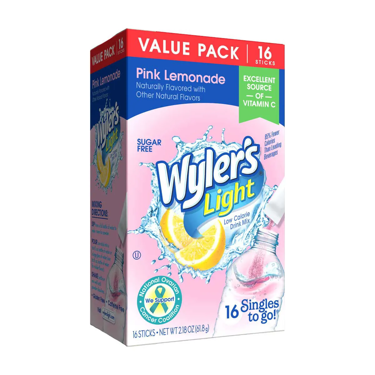 Wyler's Light Drink Sticks, Pink Lemonade, 16 ct