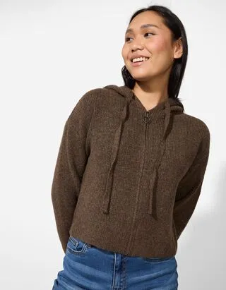 Cardigan - Cappuccio - marrone