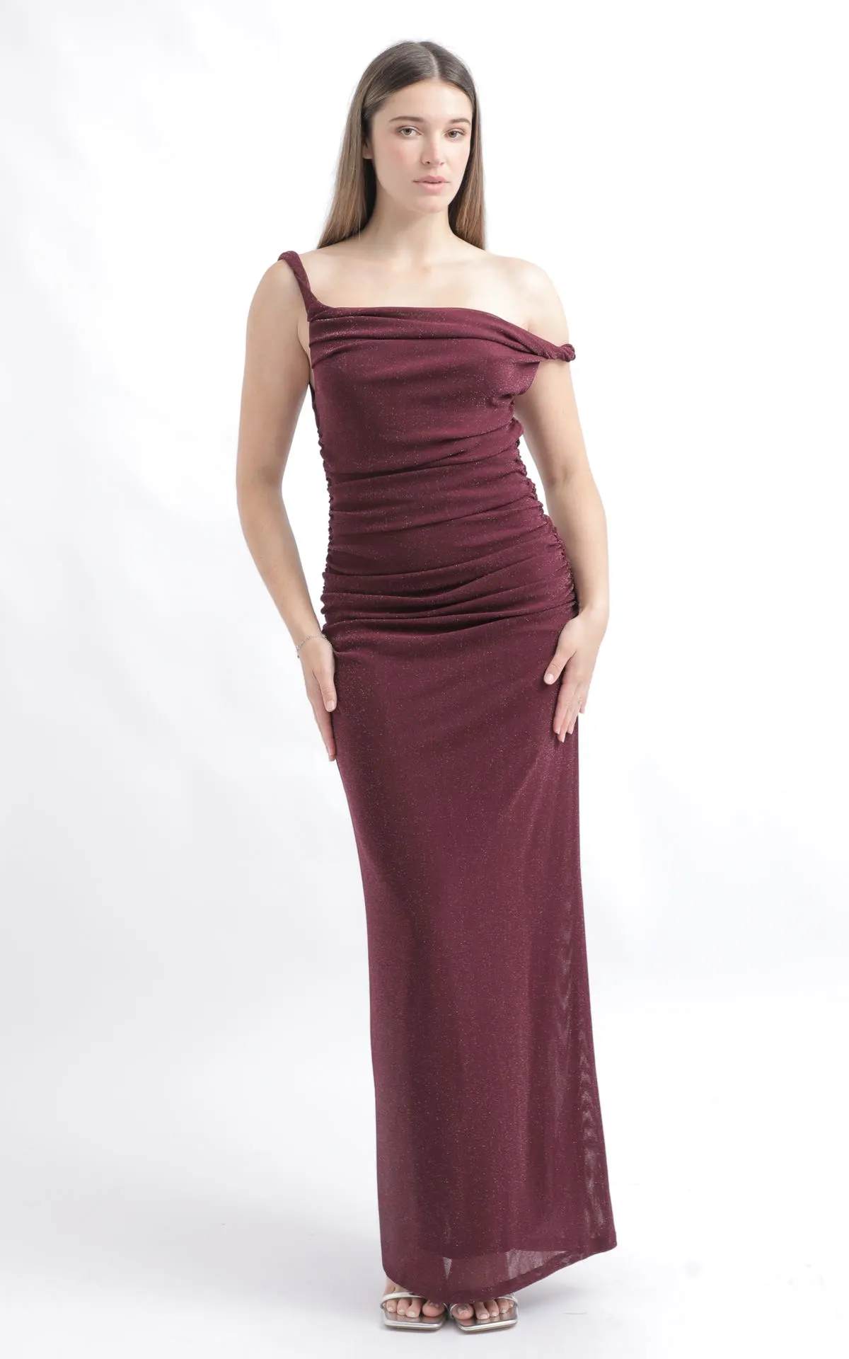 Glitter Knit Twist Sleeve Gown