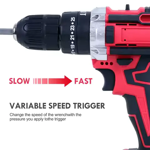 21V Electric Drill Power Cordless Screwdriver Set 450w Impact Drill Brushless 1580rpm 25+1 Torque with 1200mAh Li-Ion Battery