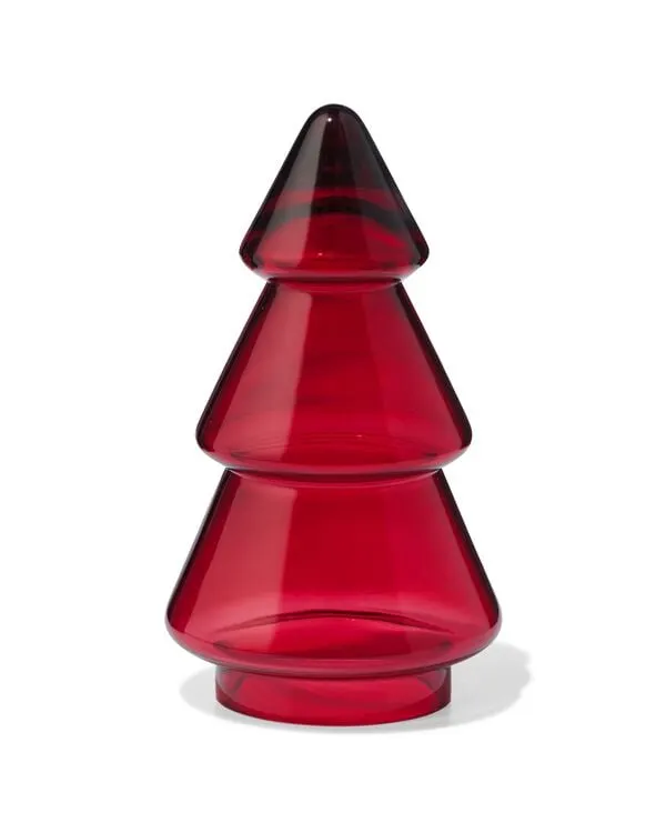 kerstboom 8.8x8.8x12cm glas rood