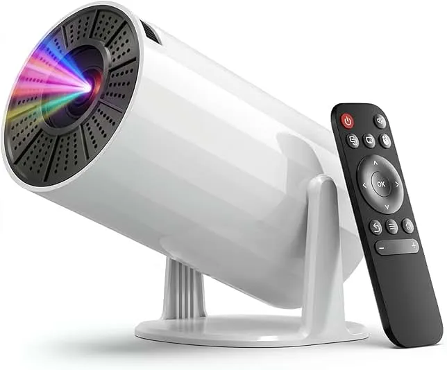LJYT mini projector, 1080P Portable Projector, Support 4K，WiFi 6, Android 11 ,200 ANSI Lumens, Auto Keystone, Bluetooth 5.4, 210° Rotation, Compatible with TV Stick/HDMI/USB/Smartphone (White)