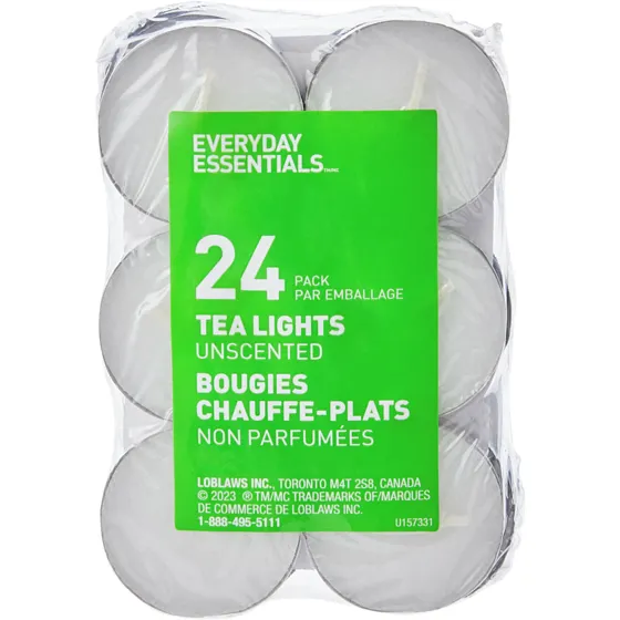 Tea Lights Unscented, 24-Pack