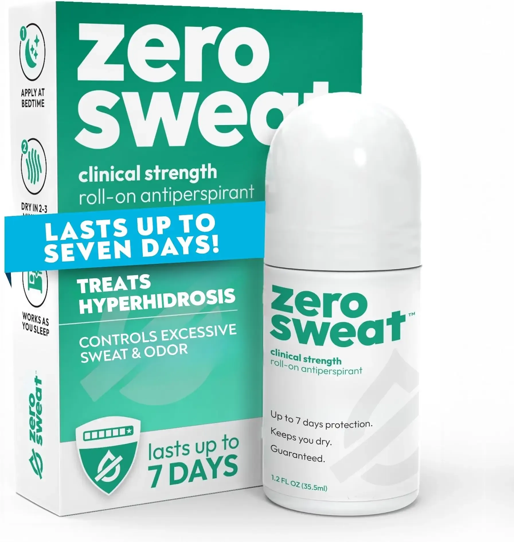 ZeroSweat Antiperspirant Deodorant | Clinical Strength Hyperhidrosis Treatment - Reduces Armpit Sweat 1.2 Fl.Oz (1 Pack)