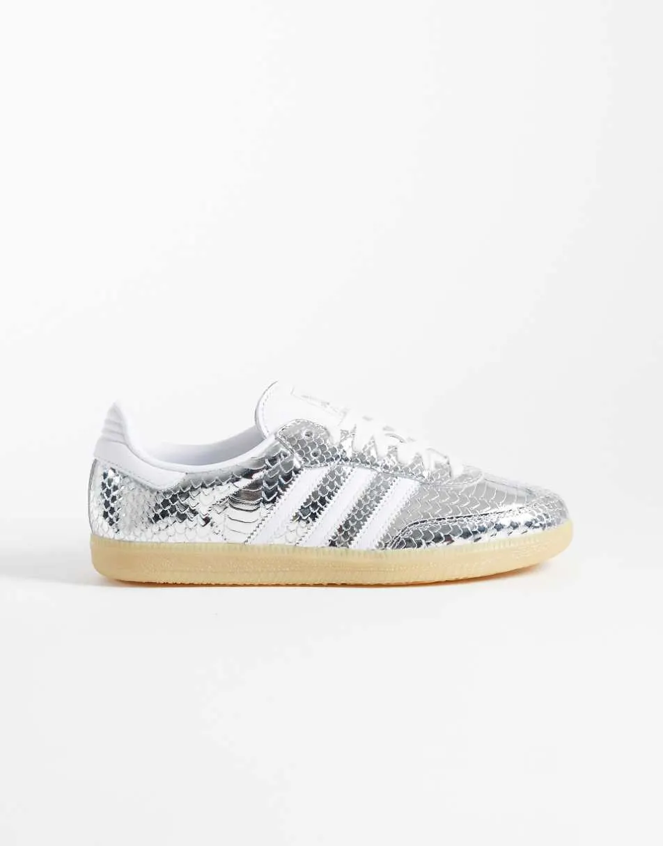 adidas Originals Samba OG trainers in metallic silver croc print