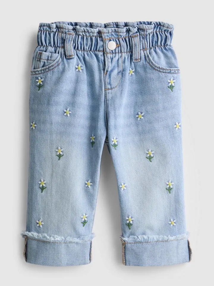 0–36 mois | Jean à revers et marguerites brodées