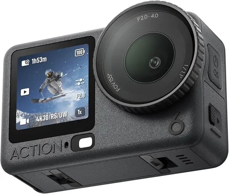 DJI Osmo Action 6 Essential Combo, 8K Waterproof Action Camera | 1/1.1" Square Sensor, Variable Aperture of f/2.0–f/4.0, Rocksteady 3.0, Cold-Resistant, 4hrs Battery, 50GB Storage