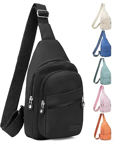 Banelu Small Sling Backpack Crossbody Sling Bag for Women Men, Chest Bag Daypack Fanny Pack Cross Body Bag for Outdoors Hiking Traveling - Black