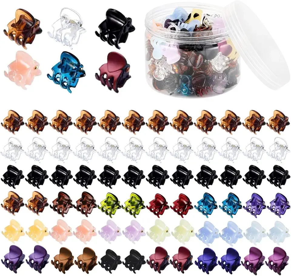 Mini Hair Claw Clips for Girls and Women, Funtopia 72 Pcs Small Hair Clips | Plastic Hair Clip Pins Clamps Non Slip Tiny Jaw Clips for Bangs and Styling (20 Colors, 0.6 Inch / 1.5 cm)